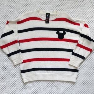 Disney x Forever 21 Mickey Mouse Black and Red Striped Sweater